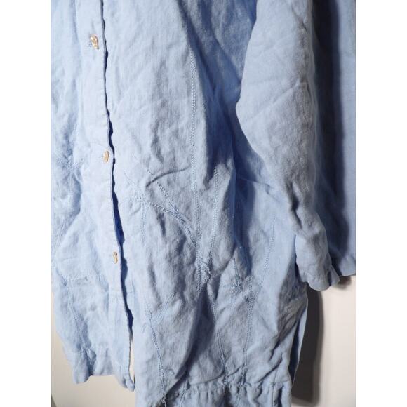 Democracy Democracy Womens Sz Medium Linen Blouse Top Button Up Oversized Boxy L - Picture 4 of 15